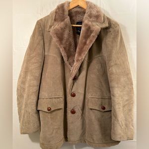 Peters All Weather Wear Vintage 60’s Corduroy Faux Fur Lined Tan Coat Size 40
